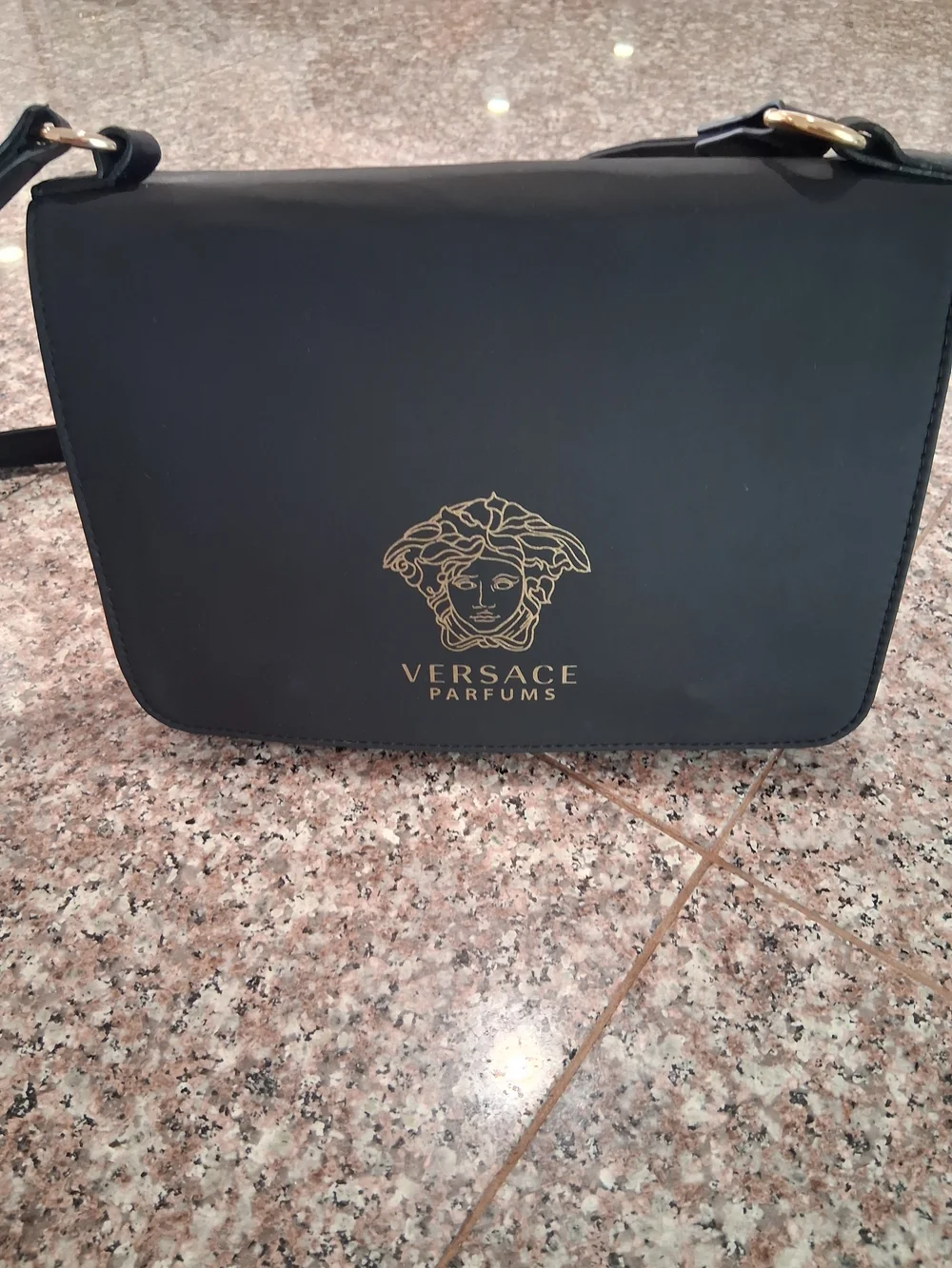 Versace Perfums GWP Black Cross Bag with Gold Logo.New